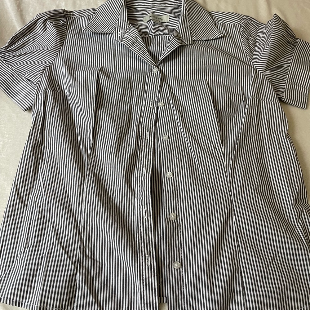 Classic gray  and White Striped ladies Shirt